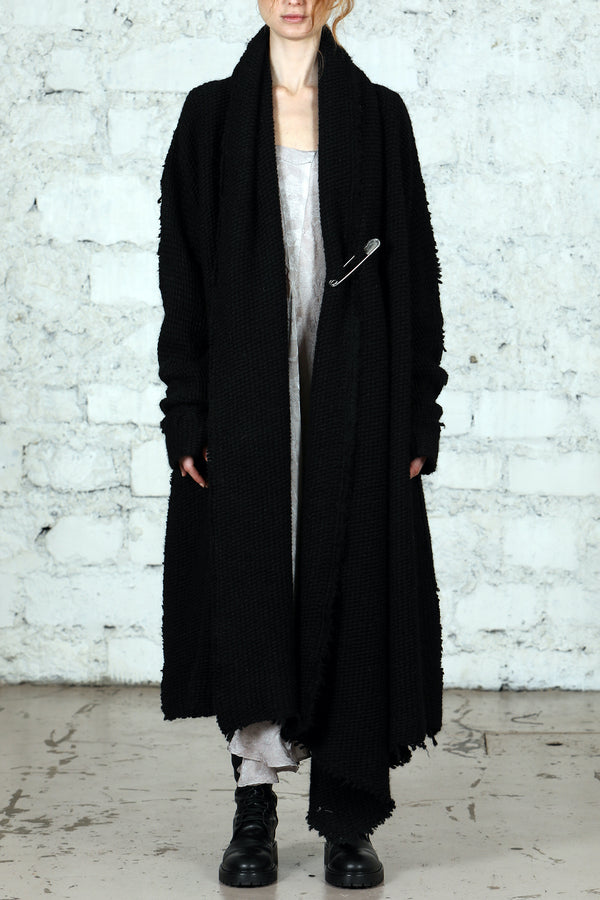 Marc Le Bihan Gillette Asymmetric Sweater Cardigan Alpaca 2735 France MLB-2735-HEI Black